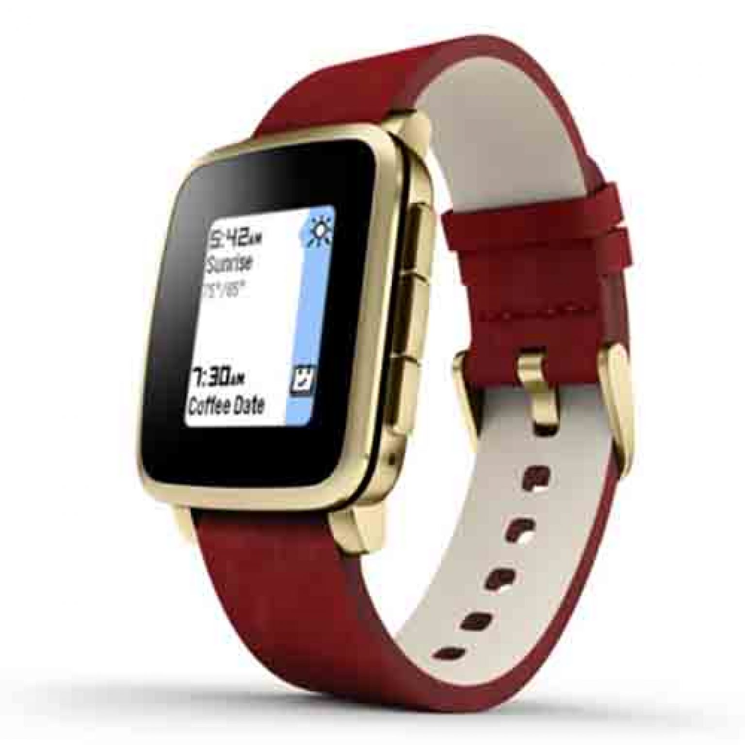 Pebble Time Smartwatch with Flame Red Leather Band Price in Pakistan